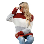 YESFASHION Women Long Sleeve Colorblock Mid Long Sweaters