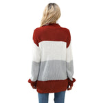 YESFASHION Women Long Sleeve Colorblock Mid Long Sweaters