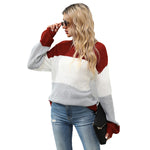 YESFASHION Women Long Sleeve Colorblock Mid Long Sweaters