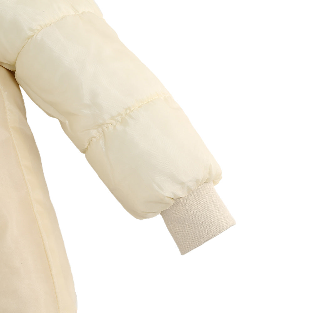 YESFASHION Mid-length Warm Zipper Coat Wool Collar Fleece Jacket Set