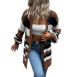 YESFASHION Casual Coat Colorblock Long Sleeve Sweaters Cardigan