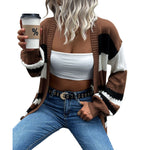 YESFASHION Casual Coat Colorblock Long Sleeve Sweaters Cardigan