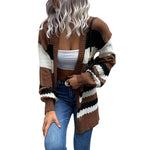 YESFASHION Casual Coat Colorblock Long Sleeve Sweaters Cardigan