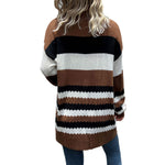 YESFASHION Casual Coat Colorblock Long Sleeve Sweaters Cardigan