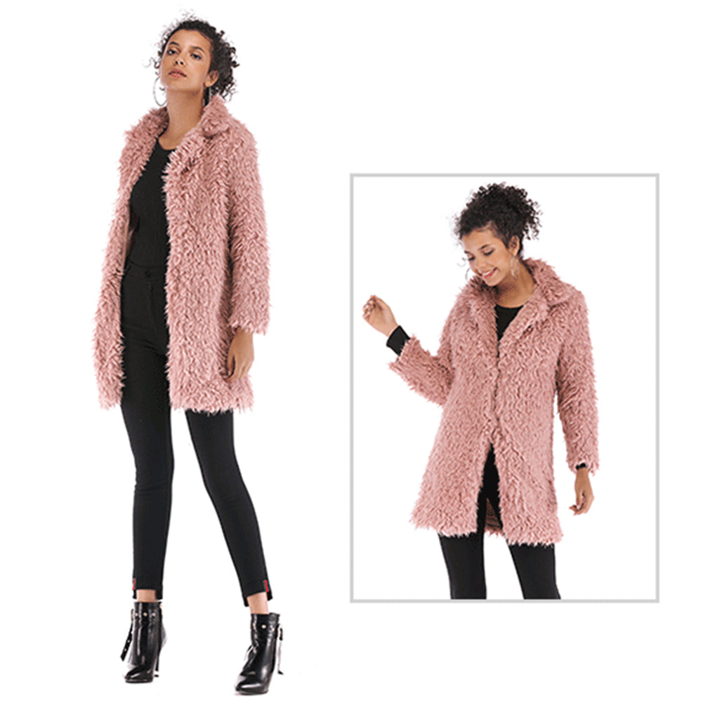 YESFASHION Versatile Long-sleeve Plush Thermal Jacket Coats