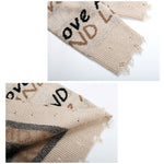 YESFASHION V-neck Lettered Off-the-shoulder Knitted Sweaters Dress