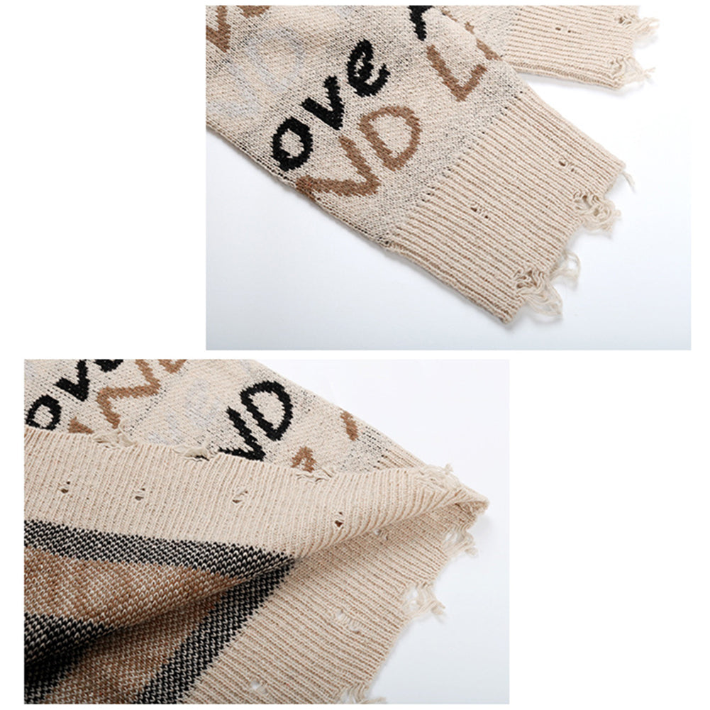 YESFASHION V-neck Lettered Off-the-shoulder Knitted Sweaters Dress