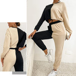 YESFASHION Two-piece Women Casual Colorblock Sweatshirts