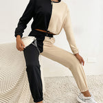 YESFASHION Two-piece Women Casual Colorblock Sweatshirts