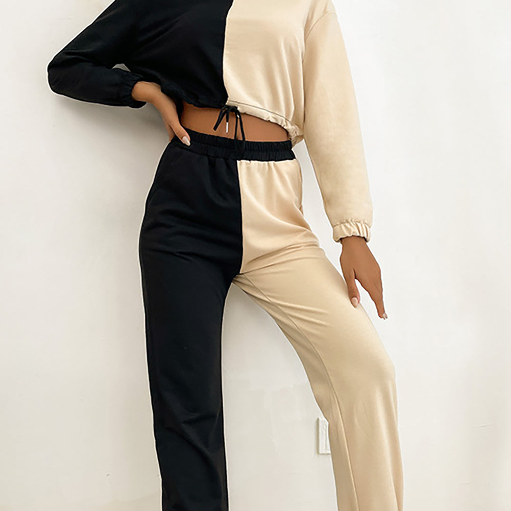 YESFASHION Two-piece Women Casual Colorblock Sweatshirts