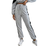 YESFASHION Contrast Color Sweatshirt Two-piece Suit