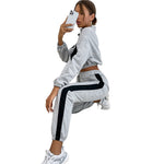 YESFASHION Contrast Color Sweatshirt Two-piece Suit