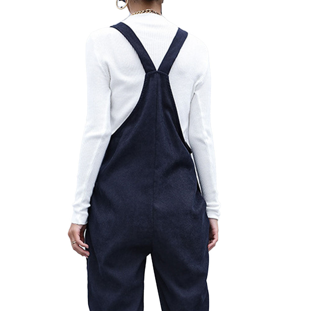 YESFASHION Corduroy Solid Retro Slouchy Overalls