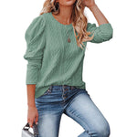 YESFASHION Round Neck Lamb Leg Sleeve Top Sweaters