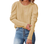 YESFASHION Round Neck Lamb Leg Sleeve Top Sweaters