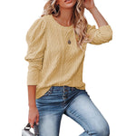 YESFASHION Round Neck Lamb Leg Sleeve Top Sweaters