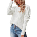 YESFASHION Round Neck Lamb Leg Sleeve Top Sweaters