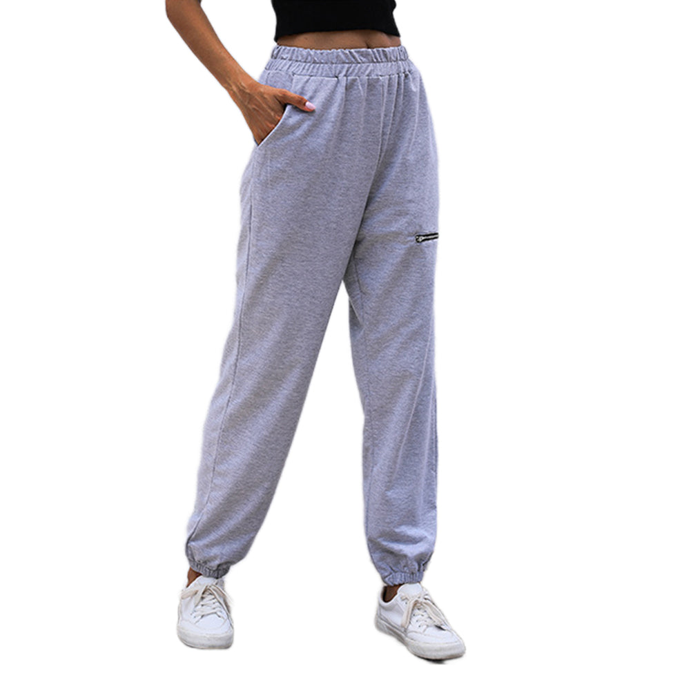 YESFASHION Solid High-waisted Athletic Straight-leg Pants