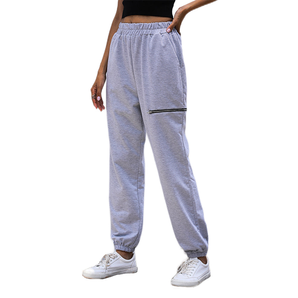 YESFASHION Solid High-waisted Athletic Straight-leg Pants