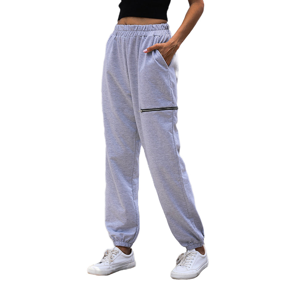 YESFASHION Solid High-waisted Athletic Straight-leg Pants