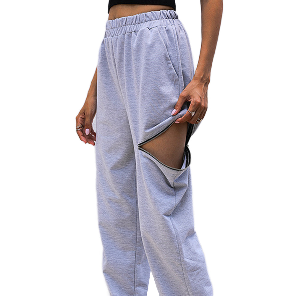 YESFASHION Solid High-waisted Athletic Straight-leg Pants