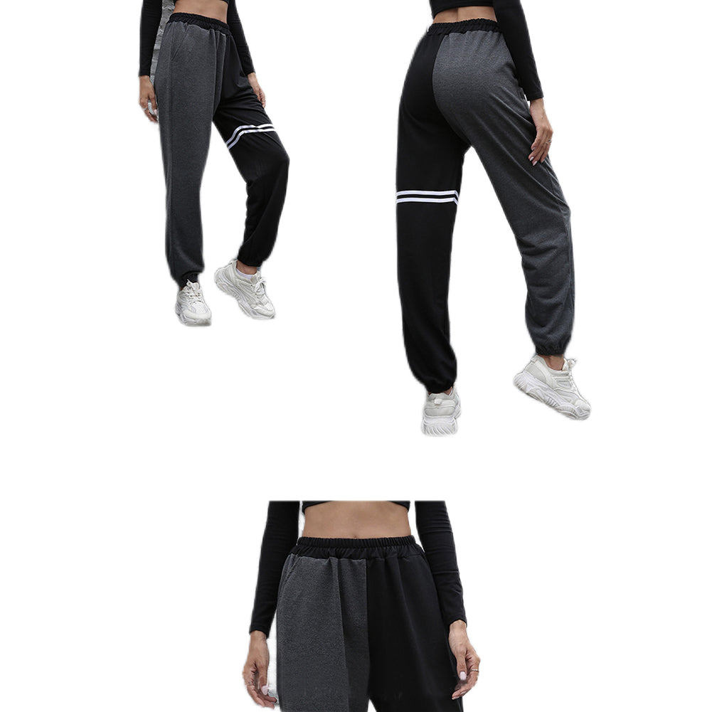 YESFASHION Panelled Contrasting Hip-lifting High-waisted Straight Pants