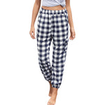 YESFASHION High Waist Elasticated Checked Track Pants