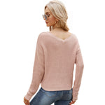 YESFASHION Drawstring Irregular Solid Knit Sweaters