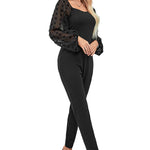 YESFASHION Women Temperament Long-sleeved Black Jumpsuit