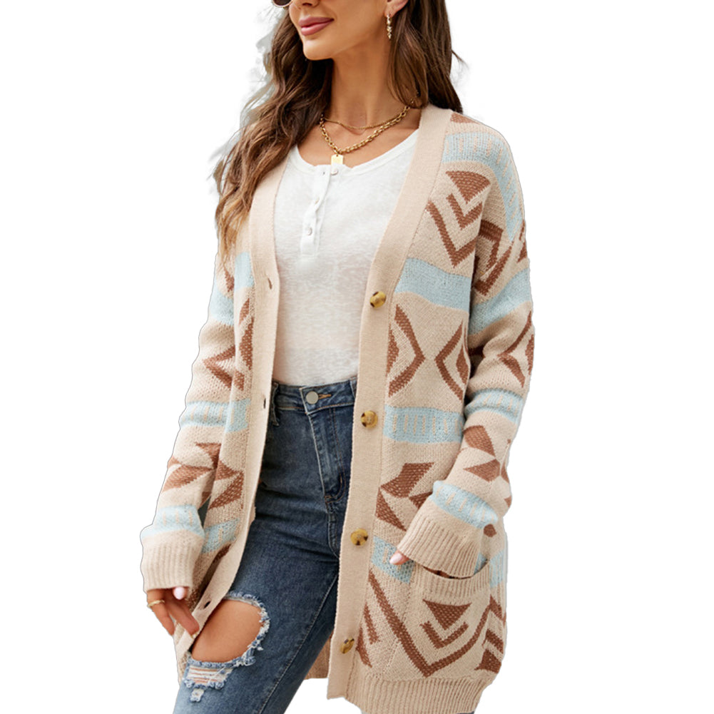 YESFASHION Diamond Loose Knit Cardigan Sweaters