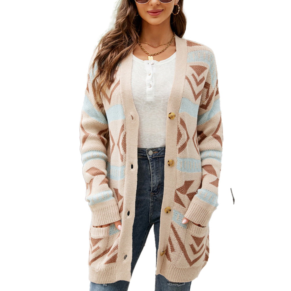YESFASHION Diamond Loose Knit Cardigan Sweaters