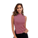 YESFASHION Sleeveless Turtleneck Tops Sleeveless Slim Knit Sweaters