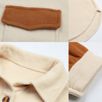 YESFASHION Women Coats Lapel Colorblock Long Sleeve Fleece Jacket