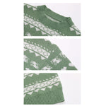 YESFASHION Trendy Crew Neck Red Knit Christmas Snowflake Sweaters