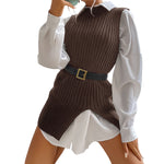 YESFASHION Split Mid-length Vintage Vest Knitted Vest Sweaters