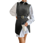 YESFASHION Split Mid-length Vintage Vest Knitted Vest Sweaters