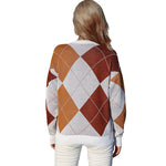 YESFASHION  Women Pullover Knitted Diamond Check Sweaters