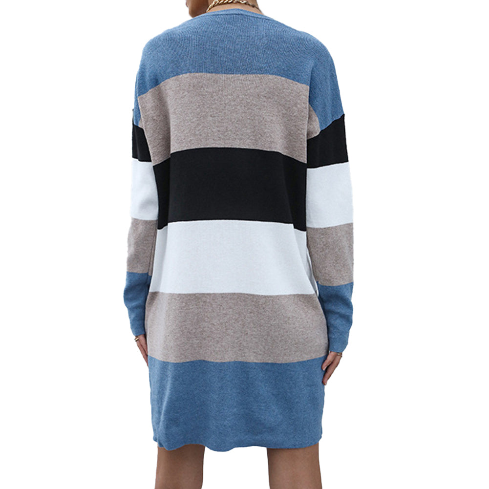 YESFASHION Crewneck Slouchy Pullover Sweaters Colorblock Dress