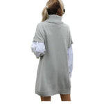 YESFASHION Solid Knit Long Tank Top Turtleneck Sweaters Dress