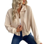 YESFASHION Women Coats Long Sleeve Lapel Sherpa Jacket