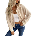 YESFASHION Women Coats Long Sleeve Lapel Sherpa Jacket