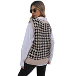 YESFASHION Mid-length Tops Houndstooth Sweater Vest