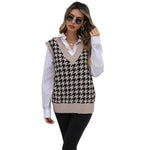 YESFASHION Mid-length Tops Houndstooth Sweater Vest