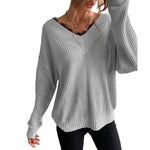 YESFASHION Women Panel Lace Pullover Solid Knit Sweaters