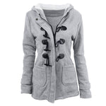 YESFASHION Horn Button Coats Padded Hooded Blend Jacket