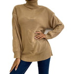 YESFASHION Solid Color Long-sleeve Twist Midi Sweaters