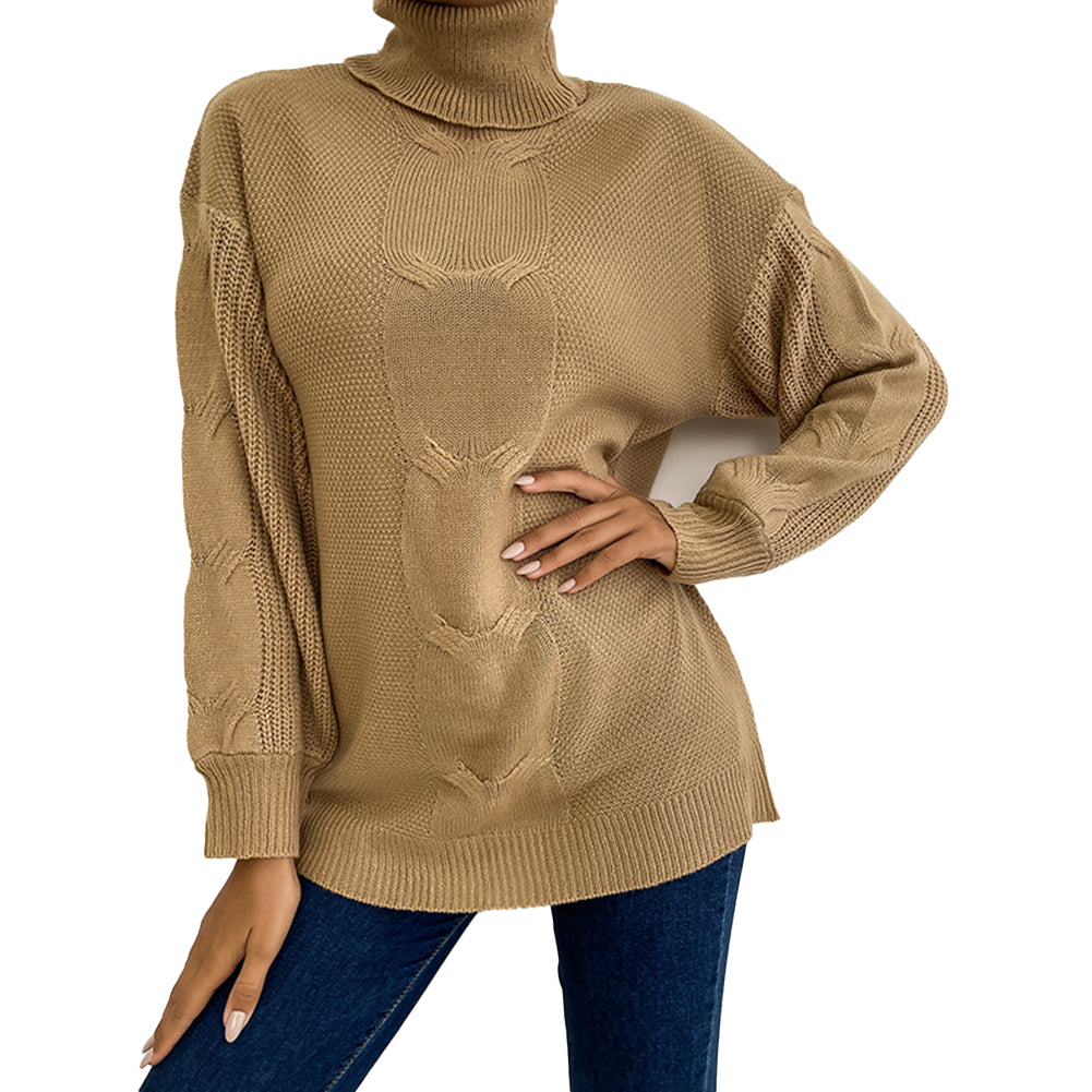 YESFASHION Solid Color Long-sleeve Twist Midi Sweaters