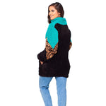 YESFASHION Leopard Print Zipper Long Sleeve Plush Jacket Women