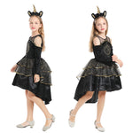 YESFASHION Puffy Tuxedo Skirt Gothic Pony Print Girls Performance Costume