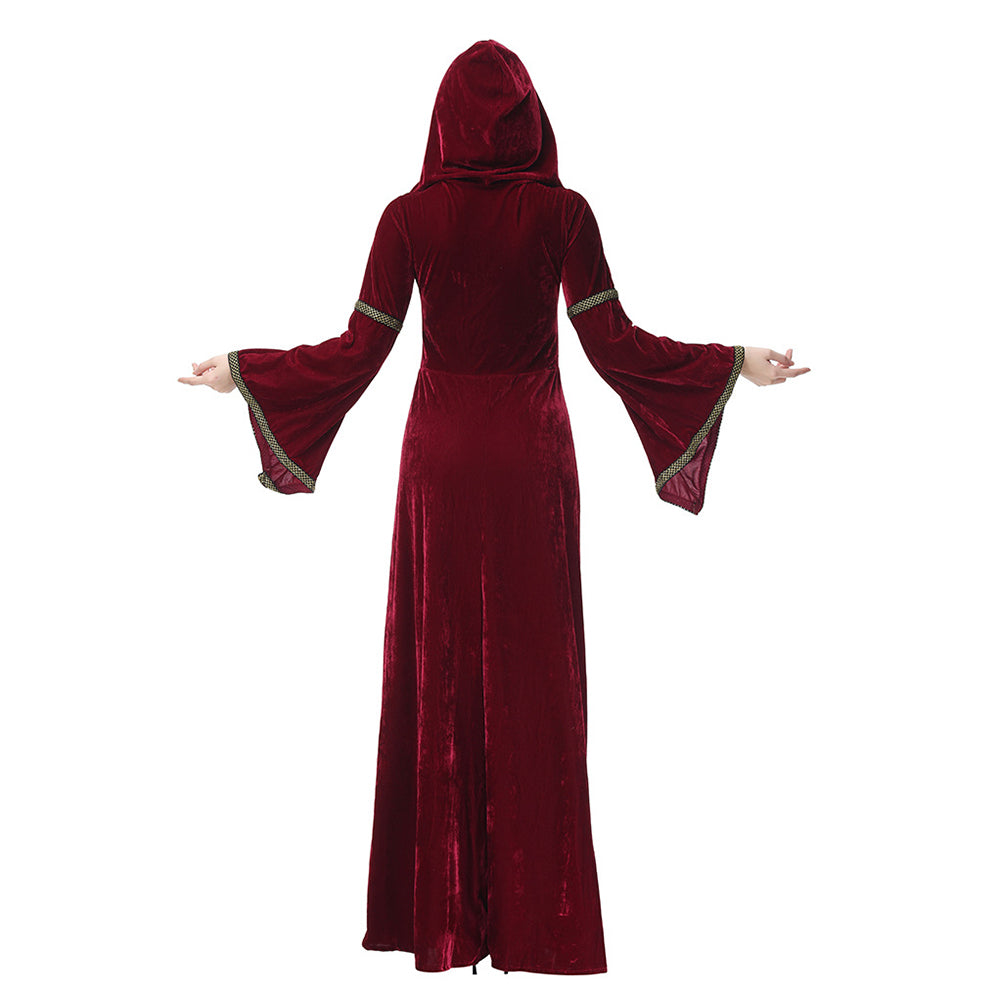 YESFASHION Court Hooded Maxi Dress Stage Costume